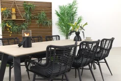 Jasmine Black/GI Nevada 6-persoons dining tuinset 240x100 cm.