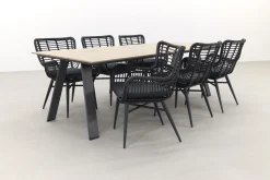 Jasmine Black/GI Nevada 6-persoons dining tuinset 240x100 cm.
