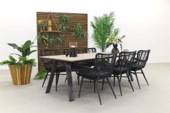 Jasmine Black/GI Nevada 6-persoons dining tuinset 240x100 cm.