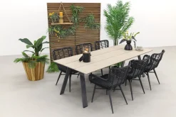 Jasmine Black/GI Nevada 6-persoons dining tuinset 240x100 cm.