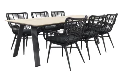 Jasmine Black/GI Nevada 6-persoons dining tuinset 240x100 cm.