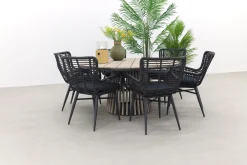 Jasmine Black/GI Trinxa 6-persoons ronde dining tuinset Ø148 cm.
