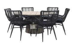 Jasmine Black/GI Trinxa 6-persoons ronde dining tuinset Ø148 cm.