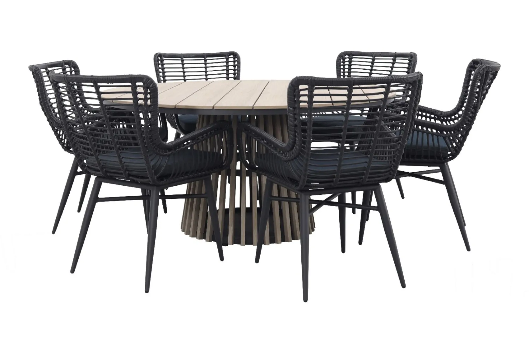 Jasmine Black/GI Trinxa 6-persoons ronde dining tuinset Ø148 cm.