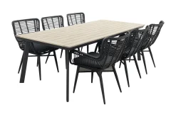 Jasmine Black/GI Vigo 6-persoons dining tuinset 230x100 cm.