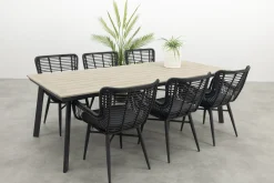 Jasmine Black/GI Vigo 6-persoons dining tuinset 230x100 cm.