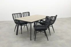 Jasmine Black/GI Vigo 4-persoons dining tuinset 160x90 cm.