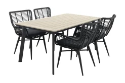 Jasmine Black/GI Vigo 4-persoons dining tuinset 160x90 cm.