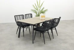 Jasmine Black/GI Vigo 4-persoons dining tuinset 160x90 cm.