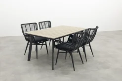 Jasmine Black/GI Vigo 4-persoons dining tuinset 160x90 cm.