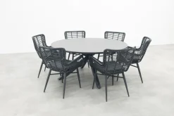 Jasmine Black/Marena 6-persoons ronde tuinset Ø158 cm. - Betonlook