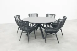 Jasmine Black/Marena 6-persoons ronde tuinset Ø158 cm. - Betonlook