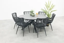 Jasmine Black/Marena 6-persoons ronde tuinset Ø158 cm. - Betonlook