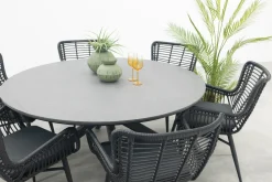 Jasmine Black/Marena 6-persoons ronde tuinset Ø158 cm. - Betonlook
