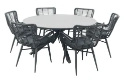 Jasmine Black/Marena 6-persoons ronde tuinset Ø158 cm. - Betonlook