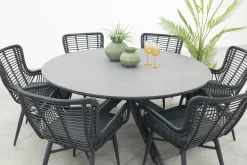 Jasmine Black/Marena 6-persoons ronde tuinset Ø158 cm. - Betonlook