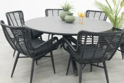 Jasmine Black/Marena 6-persoons ronde tuinset Ø158 cm. - Betonlook