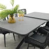 Jasmine Black/Montreal 6-persoons verstelbare tuinset met uitschuifbare tuintafel 200-260x100 cm.