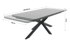 Jasmine Black/Montreal 6-persoons verstelbare tuinset met uitschuifbare tuintafel 200-260x100 cm.