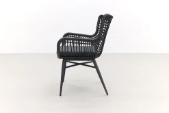 Jasmine Black/Montreal 6-persoons verstelbare tuinset met uitschuifbare tuintafel 200-260x100 cm.