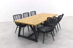 Jasmine Black/Noah 6-persoons dining tuinset 260x100 cm. - Teak OP=OP