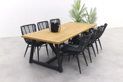 Jasmine Black/Noah 6-persoons dining tuinset 260x100 cm. - Teak OP=OP