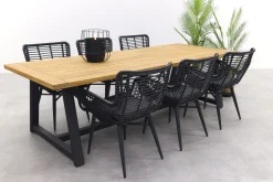 Jasmine Black/Noah 6-persoons dining tuinset 260x100 cm. - Teak OP=OP