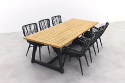 Jasmine Black/Noah 6-persoons dining tuinset 260x100 cm. - Teak OP=OP