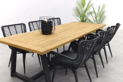 Jasmine Black/Noah 6-persoons dining tuinset 260x100 cm. - Teak OP=OP