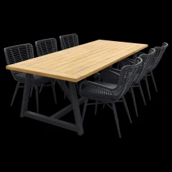 Jasmine Black/Noah 6-persoons dining tuinset 260x100 cm. - Teak OP=OP