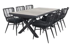 Jasmine Black/Ottowa 6-persoons dining tuinset 205-265x100 cm. - Houtlook