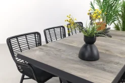 Jasmine Black/Ottowa 6-persoons dining tuinset 205-265x100 cm. - Houtlook