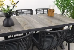 Jasmine Black/Ottowa 6-persoons dining tuinset 205-265x100 cm. - Houtlook