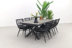 Jasmine Black/Ottowa 6-persoons dining tuinset 205-265x100 cm. - Houtlook