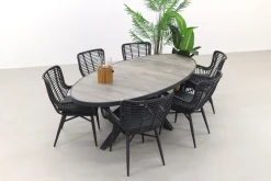 Jasmine Black/Silva 6-persoons ovale dining tuinset 240x115 cm. - Houtlook