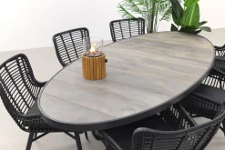 Jasmine Black/Silva 6-persoons ovale dining tuinset 240x115 cm. - Houtlook