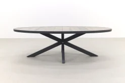 Jasmine Black/Silva 6-persoons ovale dining tuinset 240x115 cm. - Houtlook