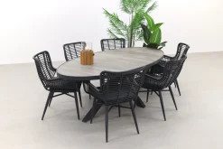 Jasmine Black/Silva 6-persoons ovale dining tuinset 240x115 cm. - Houtlook