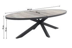 Jasmine Black/Silva 6-persoons ovale dining tuinset 240x115 cm. - Houtlook