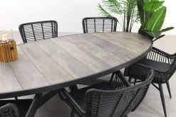 Jasmine Black/Silva 6-persoons ovale dining tuinset 240x115 cm. - Houtlook