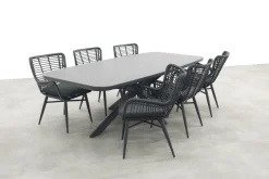 Jasmine Black/Soreno 6-persoons Deens ovale tuinset 240x110 cm. - Betonlook