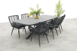 Jasmine Black/Soreno 6-persoons Deens ovale tuinset 240x110 cm. - Betonlook