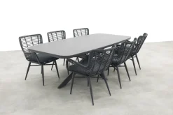 Jasmine Black/Soreno 6-persoons Deens ovale tuinset 240x110 cm. - Betonlook