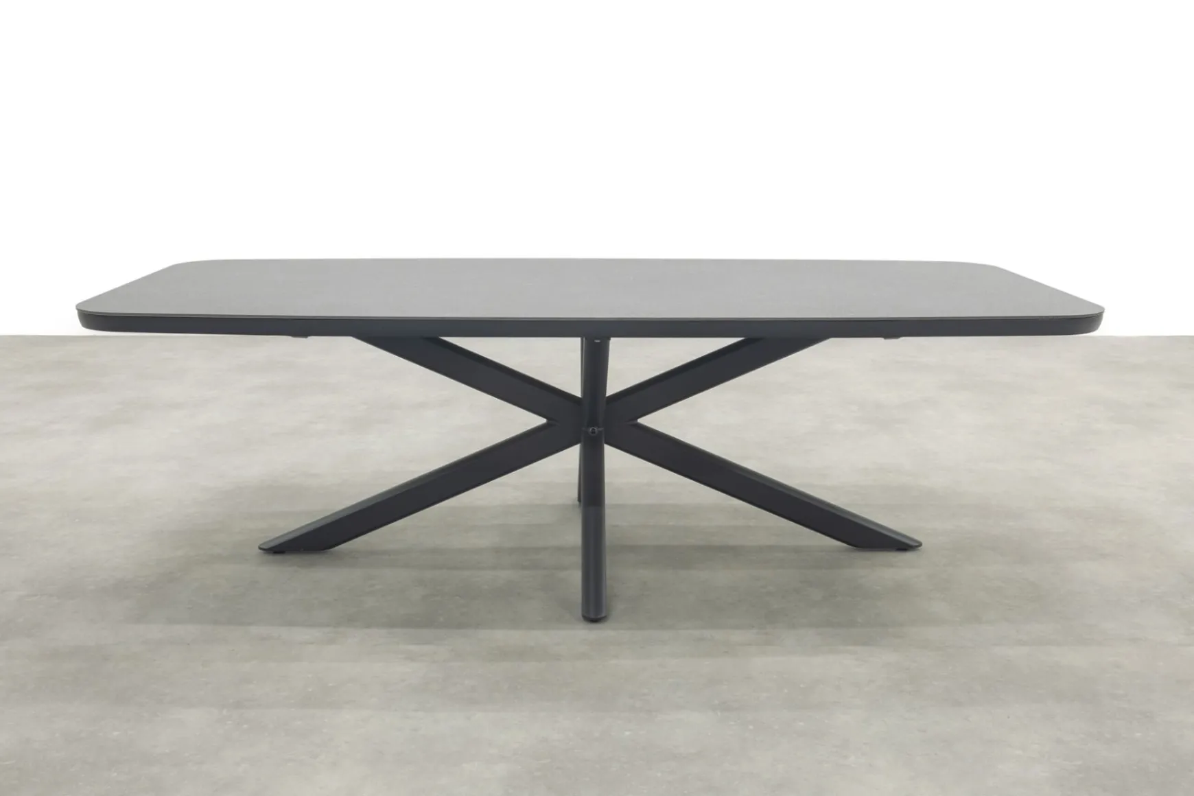 Jasmine Black/Soreno 6-persoons Deens ovale tuinset 240x110 cm. - Betonlook
