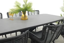 Jasmine Black/Soreno 6-persoons Deens ovale tuinset 240x110 cm. - Betonlook