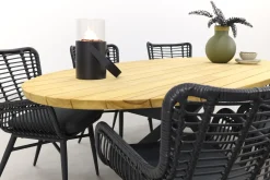 Jasmine Black/Taste Prado Ellips 6-persoons dining tuinset 240x115 cm. - Teak
