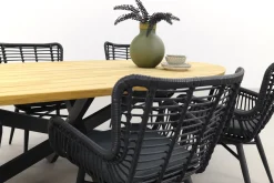 Jasmine Black/Taste Prado Ellips 6-persoons dining tuinset 240x115 cm. - Teak