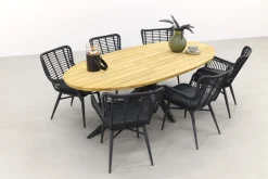 Jasmine Black/Taste Prado Ellips 6-persoons dining tuinset 240x115 cm. - Teak