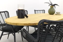 Jasmine Black/Taste Prado Ellips 6-persoons dining tuinset 240x115 cm. - Teak