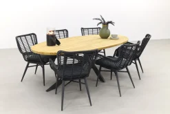 Jasmine Black/Taste Prado Ellips 6-persoons dining tuinset 240x115 cm. - Teak